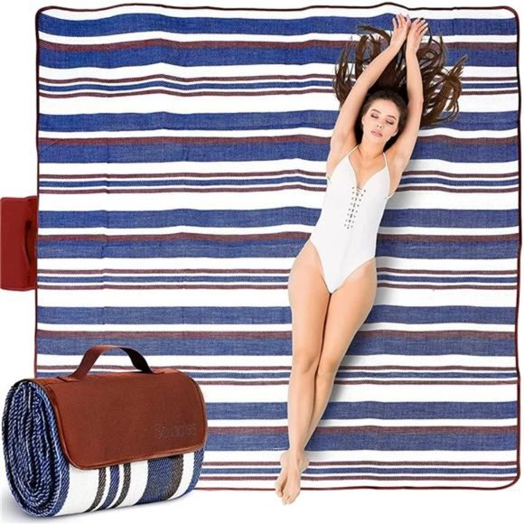Picnic Blankets Dual Layers Picnic Blanket 60 X 75 Outdoor Water-Resistant Mat - Picture 6 of 7
